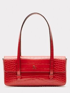 NWT, FRANCES VALENTINE, SLIM TOTE, CROC EMBOSSED IN RED LEATHER